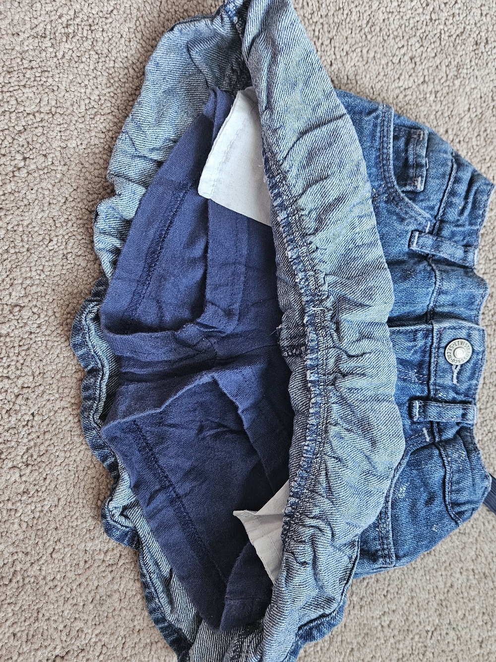 Denim Ruffled Mini Skirt - Blue - Picture 6 of 8